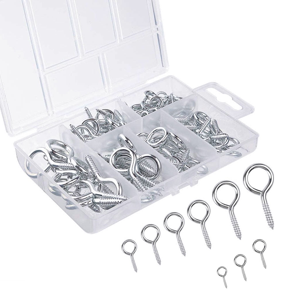 Carbon Steel Screw-in Hooks Eye Bolts O Shape Screw Close Ring Curtain Photo Towel Hanger