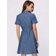 thumbnail image 4 of Vestido camisero de mezclilla de manga corta con botones y cinturón para mujer Azul M, 4 of 5