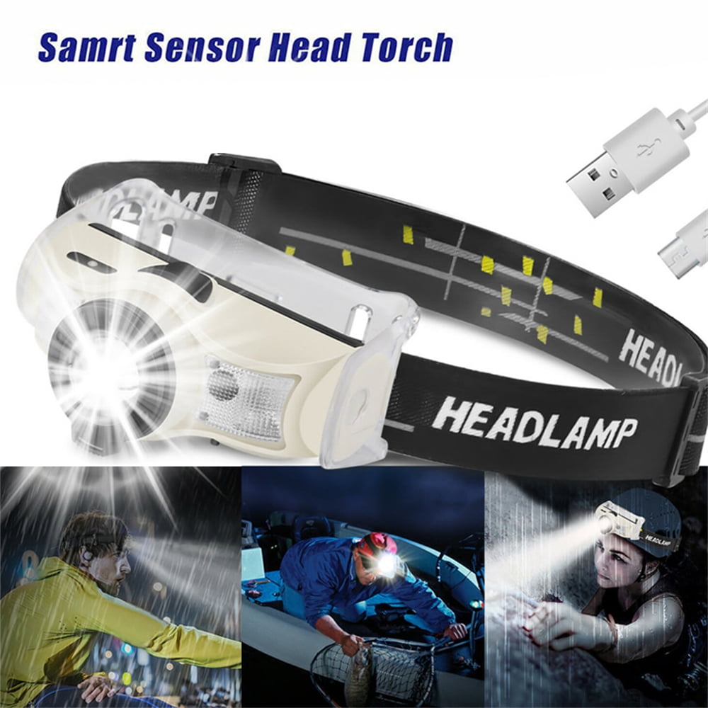 LED Headlamp, USB Rechargeable Headlamp with All Perspectives Induction,  Motion Sensor Headlamp Flashlight, Outdoor Waterproof Headlight for  Running, Fishing, Camping 