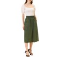 thumbnail image 2 of INSPIRE CHIC Women's Cotton Skirt Elastic Waist Casual Peasant A-Line Midi Skirts with Pockets 3XL Army Green, 2 of 6