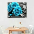 thumbnail image 2 of ARISTURING  Teal and Grey Bathroom Decor Wall Art for Bedroom Room Kitchen Black and White Roses Flower Canvas Prints Home Decorations, 2 of 4