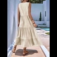 thumbnail image 4 of Vestido Camisero Sin Mangas de Verano 2025 para Mujer, Cuello en V, Informal, Midi, Color Albaricoque L, 4 of 10
