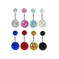 thumbnail image 5 of 1pc Unisex Navel Ring With Full Crystal & Earthenware Ball Pendant, European & American Style, 5 of 5
