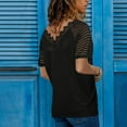thumbnail image 5 of Babysbule Womens Summer Tops Clearance Women Casual Solid Short Sleeve V-Neck Loose Lace Blouse Tops T-Shirt, 5 of 7