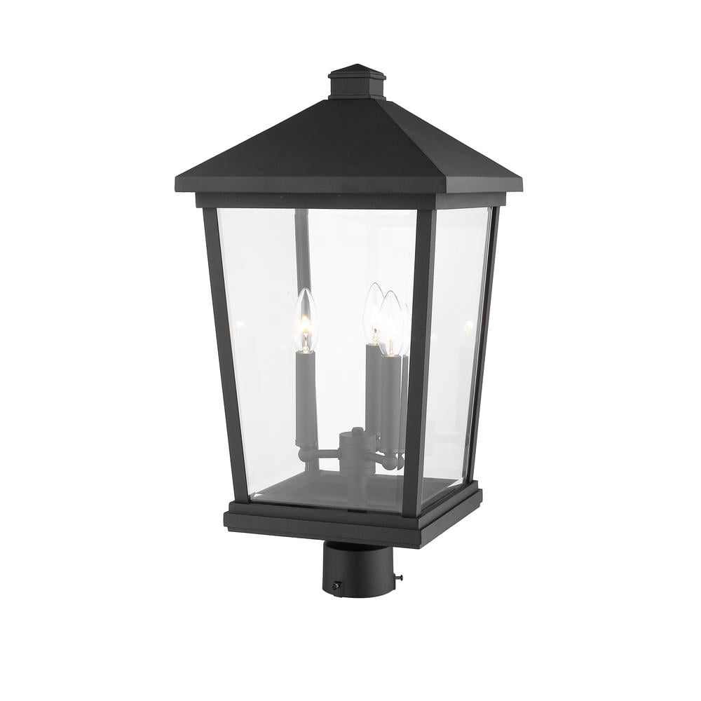 Beacon 3 Light Outdoor Post Mount Fixture Clear Beveled