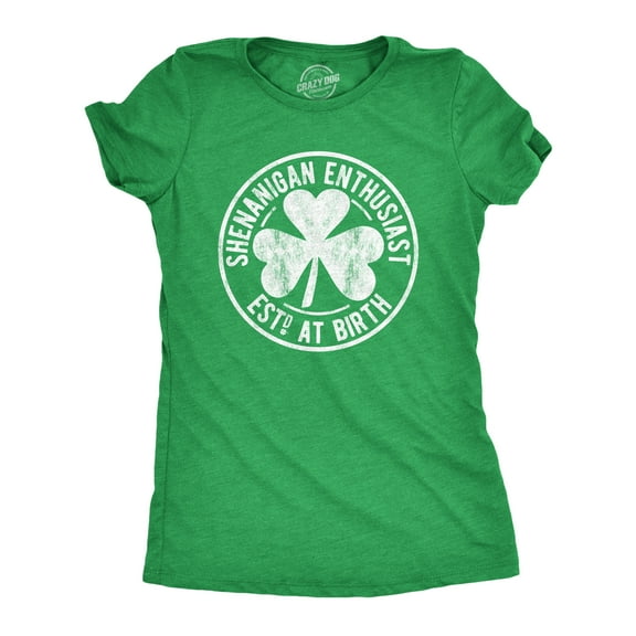 Womens Shenanigan Enthusiast T Shirt Funny Saint Patricks Day St Patty Green Tee Womens Graphic Tees