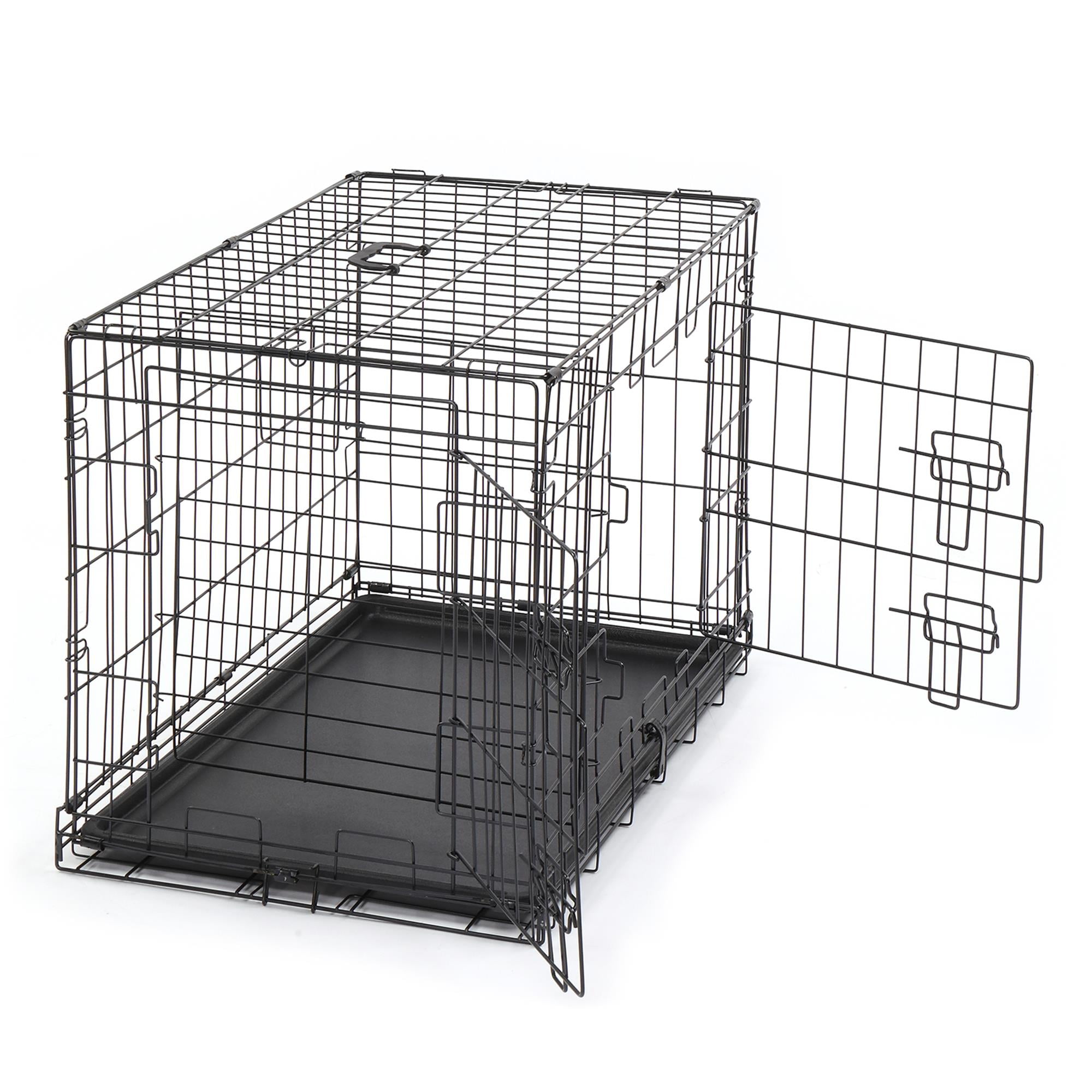 Pefilos 30" Wire Dog Crate with Tray, Pet Kennel Cat Folding Steel Animal Playpen, Black Pefilos 30" Wire Dog Crate with Tray, Pet Kennel Cat Folding Steel Animal Playpen, Black