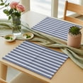 thumbnail image 6 of Navy Blue Striped Placemats for Dinning Table Set of 4, Farmhouse Striped Geometric Art Burlap Kitchen Place Mats Waterproof Cloth Table Mats, Indoor Outdoor Placemats Easy Clean Dinner Decor, 6 of 8
