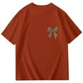 thumbnail image 3 of KKBOTIVE Girl's Bow Leopard Graphic Tees Short Sleeve Preppy Summer T Shirt Baggy Tops Kids 100 Days of School Shirt, Red Size: 9-10 Years, 3 of 5