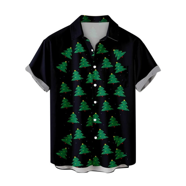 Camisas Navideñas Para Hombres Botones Casuales Playa Blusa de Manga Corta Con Estampado Sin Posicionamiento Odeerbi ODB195050
