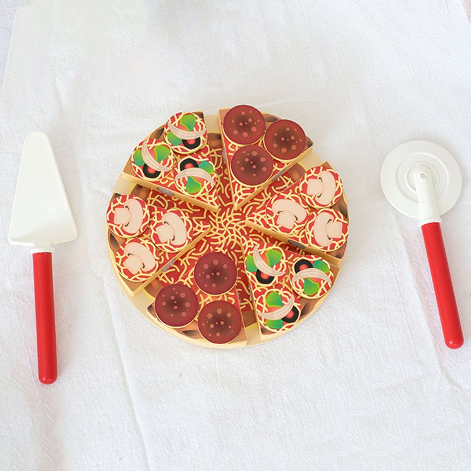 Cheers 1 Set Simulation Pizza 3D Forme Réaliste Portable Pizza Party Fast  Food Tranches Couper Jouer Jouet Alimentaire pour La Maternelle