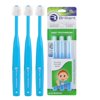 Brilliant Infant Baby Toothbrush - Ages 4-24 Months, Round Head, Soft Bristles, Blue, 3 Pack