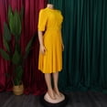 thumbnail image 5 of AURA Plus Size Women Pleated High Waist Midi Dress Half Turtleneck Button Elegant Autumn Dress, 5 of 8