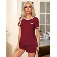thumbnail image 3 of Ekouaer Pajama Set for Women 2 Piece Lounge Set Short Sleeve Tops and Shorts Soft Sleepwear, 3 of 6