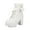 White, variant on Women's Platform Ankle Boots with Lace Bow Pearl Chunky High Heel Gothic Winter Combat Boots