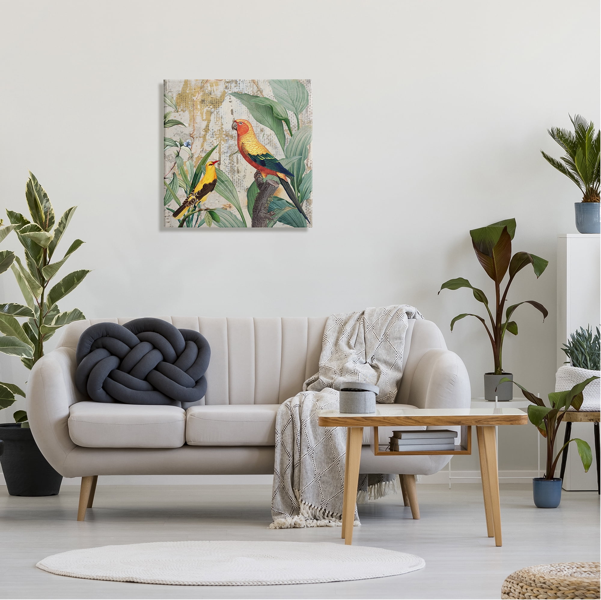 Stupell Industries Perched Birds Collage Animals & Insects Painting Gallery Wrapped Canvas Art Print Wall Art, 24 x 24