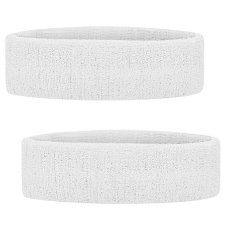 - GOGO Sports Headband Sweatband Athletic Terry Cloth Head Band White 2PCS