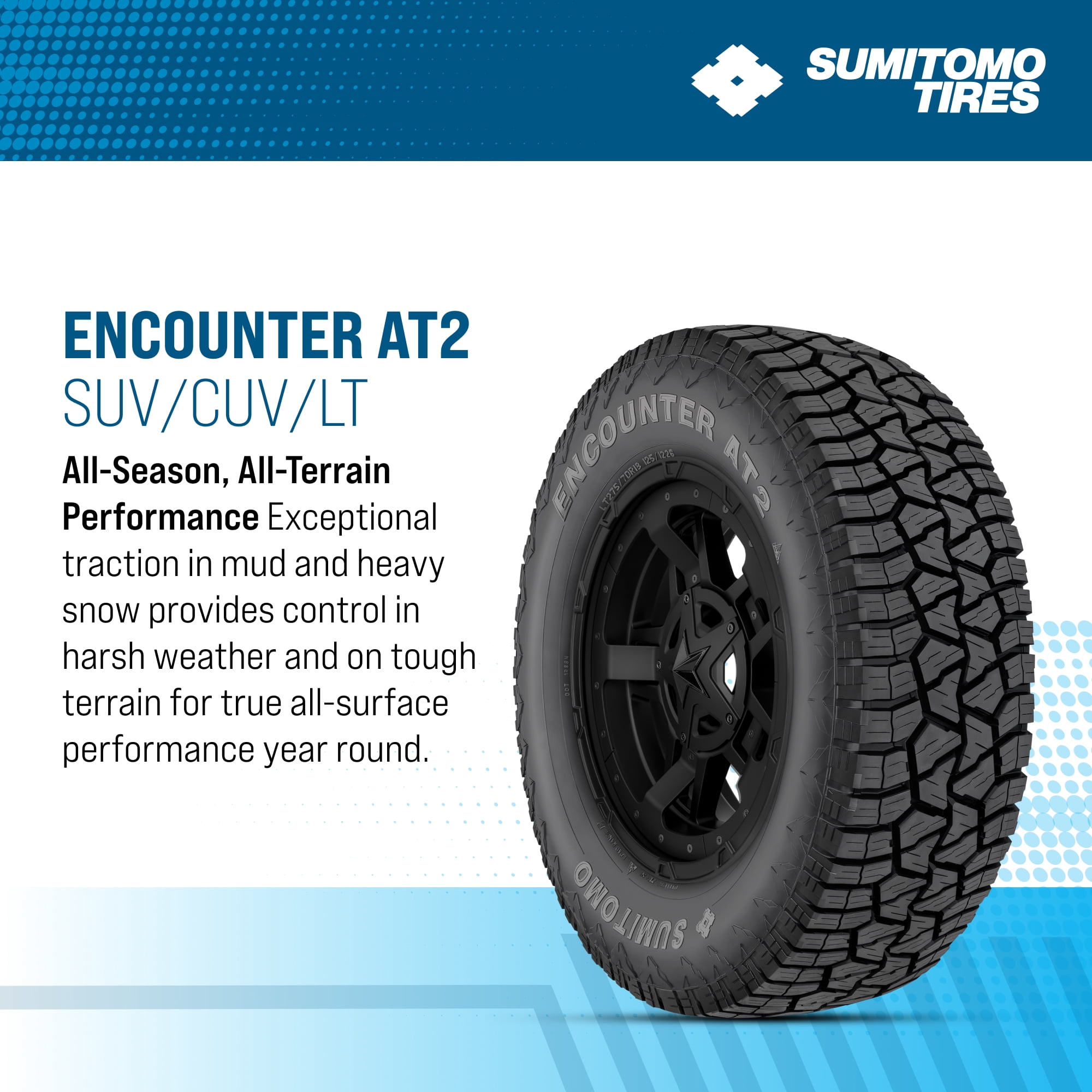 Sumi Encounter AT2 LT285/70R17 126/123S E Radial Light Truck Tire