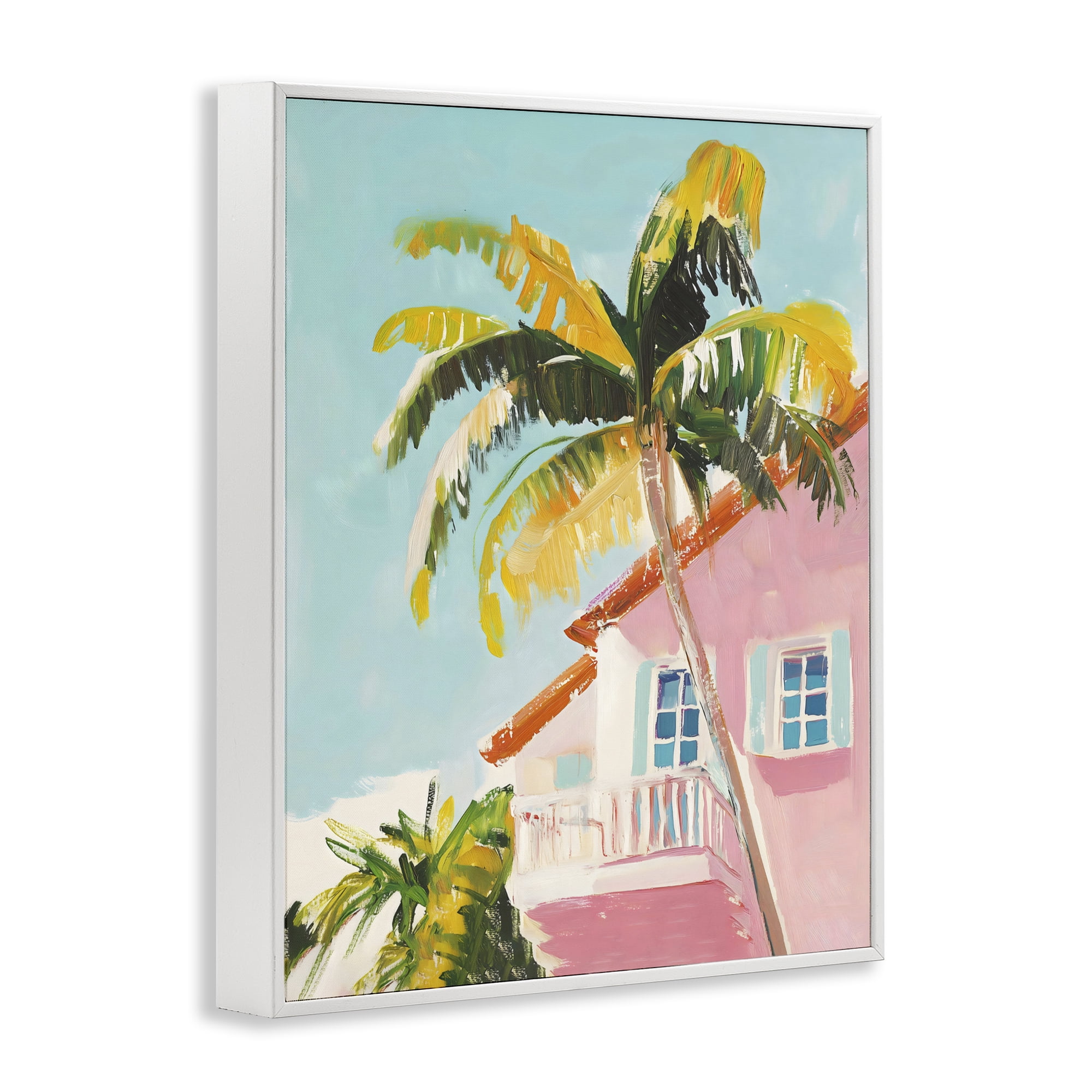 Stupell Industries Pink House Palm Tree White Framed Giclee Art, design by The Prints Vibe