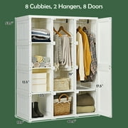 Gymax Portable Closet Clothes Foldable Armoire Wardrobe Closet w/8 Cubes Hanging Rods