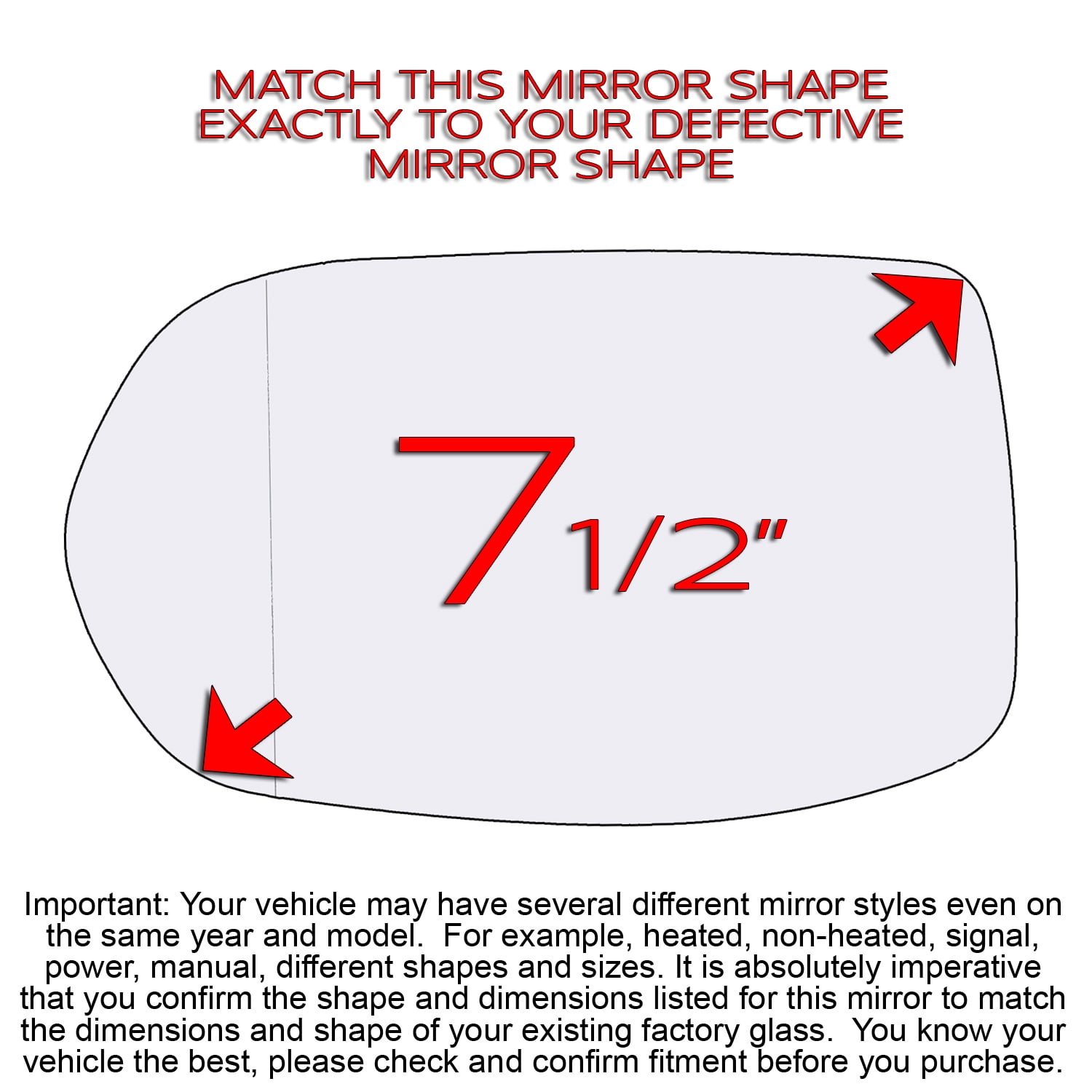 Rugged TUFF Driver Side Mirror Glass Replacement for 2012-2016 Honda CRV, 2016-2020 HRV (Non-Heated)