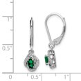 thumbnail image 2 of 925 Sterling Silver Diamond Created Emerald Earrings Drop Dangle Birthstone May, 2 of 6