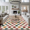 thumbnail image 3 of Large Area Rugs for Living Room Bedroom, Colorful Checkered 8'x10' Rug Washable Carpet Runner Indoor Outdoor, Vintage Plaid Grid Geometric Beige Non Slip Floor Mats Rug for Kitchen, Patio, 3 of 8