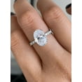 thumbnail image 4 of Cora Jewellery Huge 4TCW Doble Prong Oval Moissanite Hidden Halo Engagement Ring For Women, 10K White Gold, 4 of 5