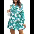 thumbnail image 3 of Vestidos de Otoño 2025 para Mujer, Vestido Floral con Escote en V, Cintura Trenzada, Larga, Bohemio, Fluido, Minivestido de Corte A. Verde L, 3 of 10