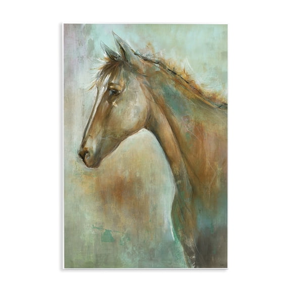 Stupell Industries Contemporary Horse Portrait Green Brown Animal Wall Plaque Art, 10 x 15, by K. Nari