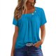 thumbnail image 1 of tops de verano para mujer color sólido para mujer cuello redondo manga corta cómodo tops para mujer camiseta azul / s, 1 of 8