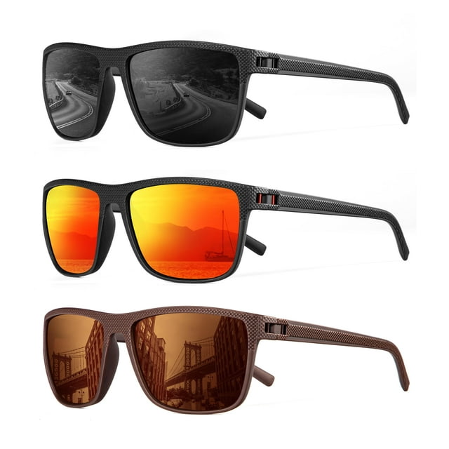 Gafas de Sol Polarizadas Ligeras Cuadradas UV400 ANYLUV 3 Paquetes