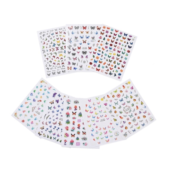 20sheets Nail Decals Stickers Butterfly Self-adhesive Nail Art Supplies for Woman Manicure Design Mixed color 103x80mm