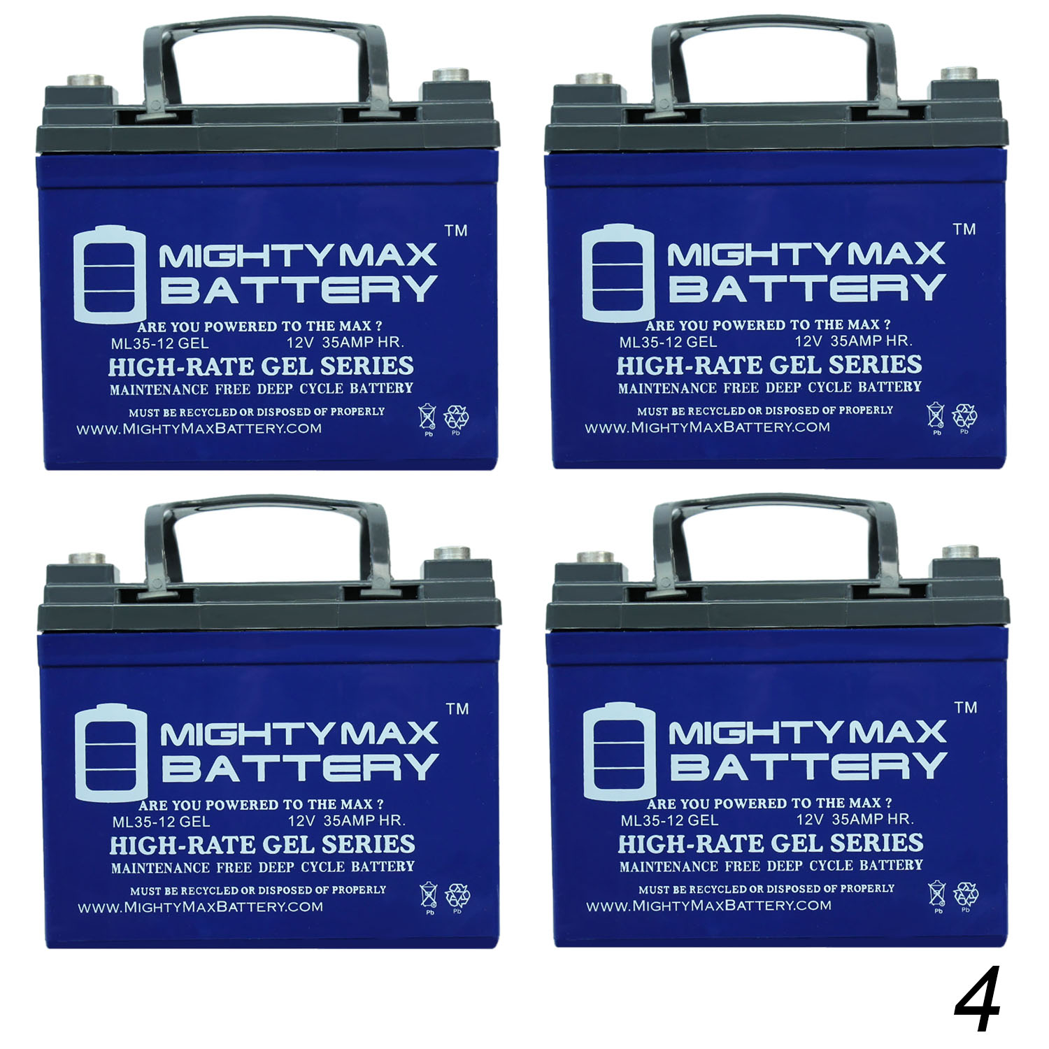 12V 35AH GEL Battery for Invacare Pronto M50,M51,M61,M71 4 Pack