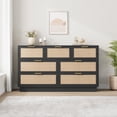 thumbnail image 1 of White Rattan Dresser – 7 Drawer Modern – Wooden Storage Cabinet – Integrated Legs – Large Organizer – Bedroom & Entryway – Easy Assembly, 1 of 7