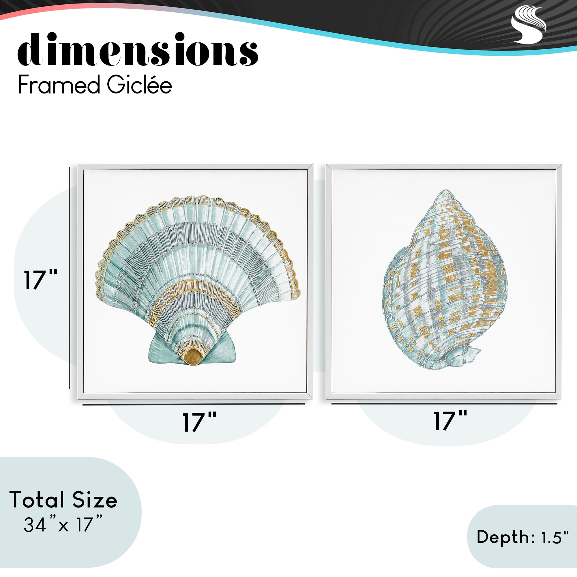 Stupell Industries Regal Clam Shell Duo 2 Piece White Framed Giclee Art Set, design by Lorenzo Collective