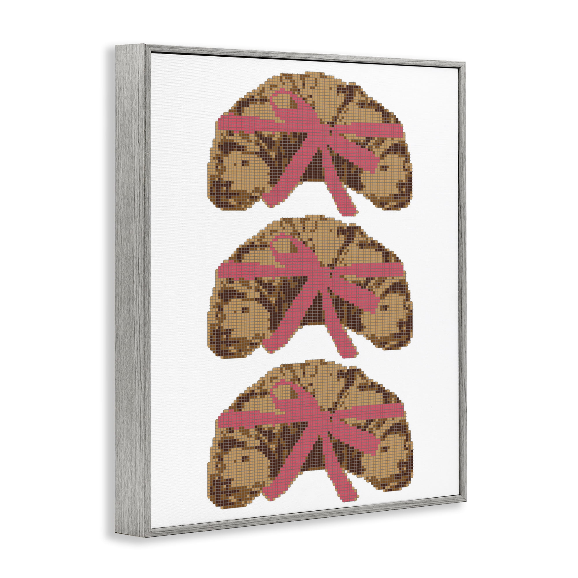 Stupell Industries Trio of Ribbon Croissants Gray Framed Giclee Art, design by Lil' Rue