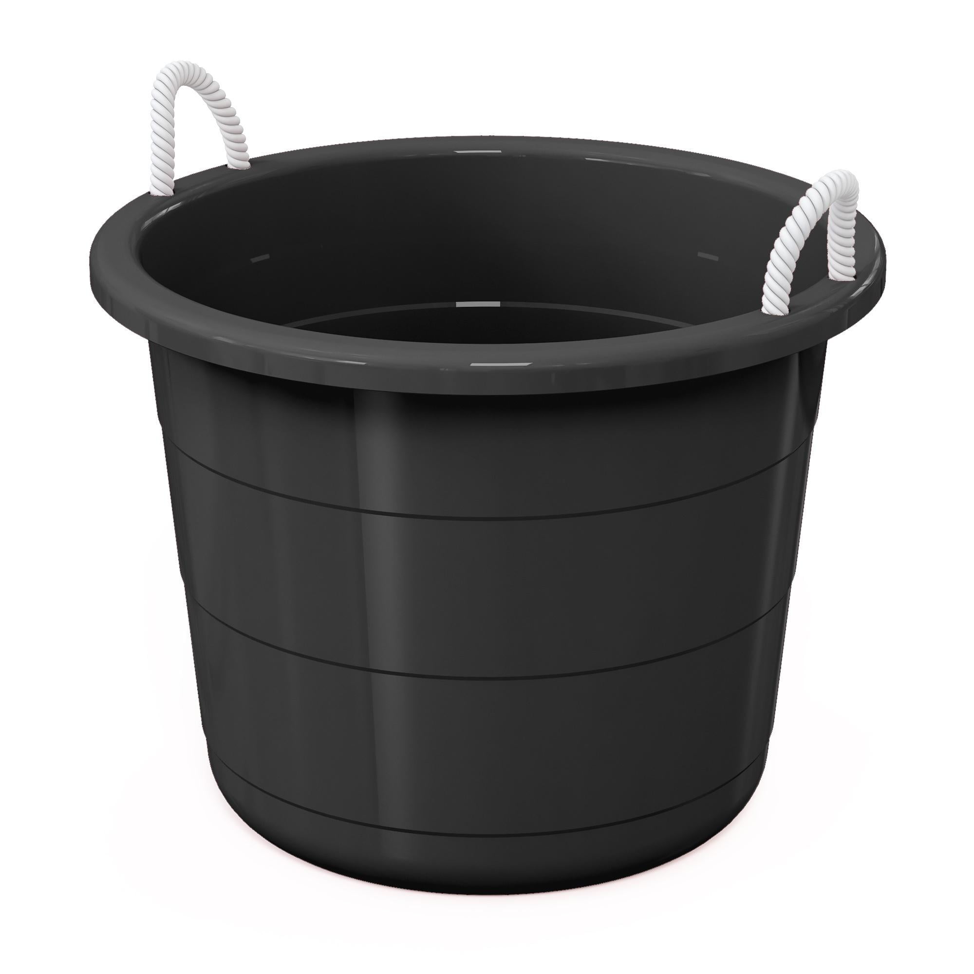 Zoro Select Large Black Storage Tub, 18 Gallon, Round Plastic with
