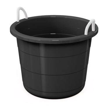 Life Story Flexible 17-Gallon Plastic Storage Tub with Rope Handles, Multi-Purpose Utility Bucket (Black)