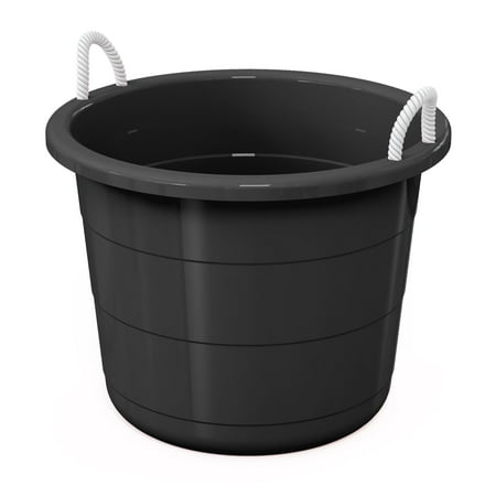 Life Story Flexible 17-Gallon Plastic Storage Tub With Rope Handles, Multi-Purpose Utility Bucket (Black)