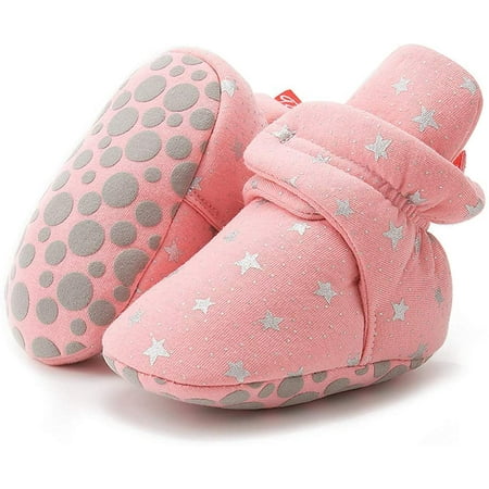 

QWZNDZGR Infant Baby Boy Girl Cozy Fleece Bootie Newborn Stay On Slipper Winter Warm Gripper Non-Slip Crib Shoes