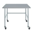 thumbnail image 2 of AmGood 48" Long x 30" Deep Stainless-Steel Work Table with Open Base and Wheels, Mobile Metal Table, 2 of 8