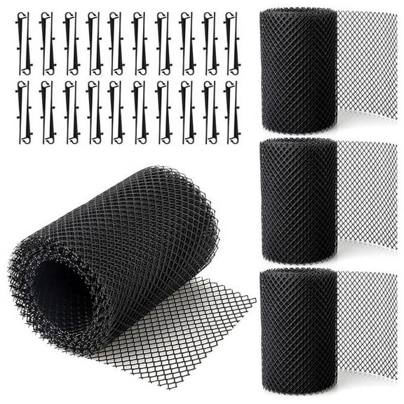 4Pack Gutter Guard Mesh Rolls, Gutter Leaf Guards with 40 Clip Hooks