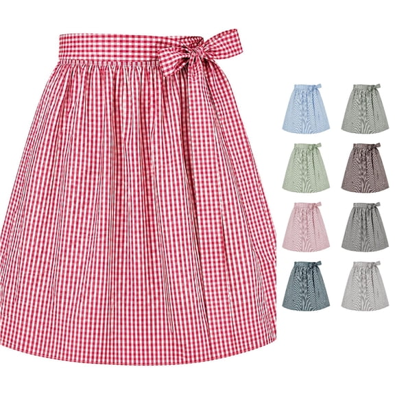 Wxolcjlv Plaid Wrap Tie Midi Skirt for Women Gathered Waist Flowy A‑Line Skirt