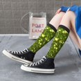 thumbnail image 6 of Knee High Socks for Women Men Athletic - Green Glitter Sparkle Thigh-High Black Sole Comfort Breathable Long Socks for Casual Travel Running, 6 of 7