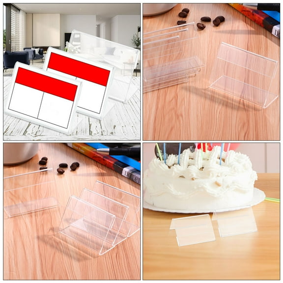 Soimiss 10Pcs Clear Acrylic Paper Holder Stand L-Shaped Horizontal Display Stand for Retail and Office Signs