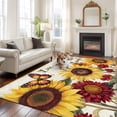 thumbnail image 3 of Area Rug 72×108in, Farm Sunflower Butterfly Watercolor Floor Carpet Living Room Rug, Blossom Floral Vintage Stamp Non-Slip Welcome Mat Indoor Rugs for Bedroom Dining Room, 3 of 9