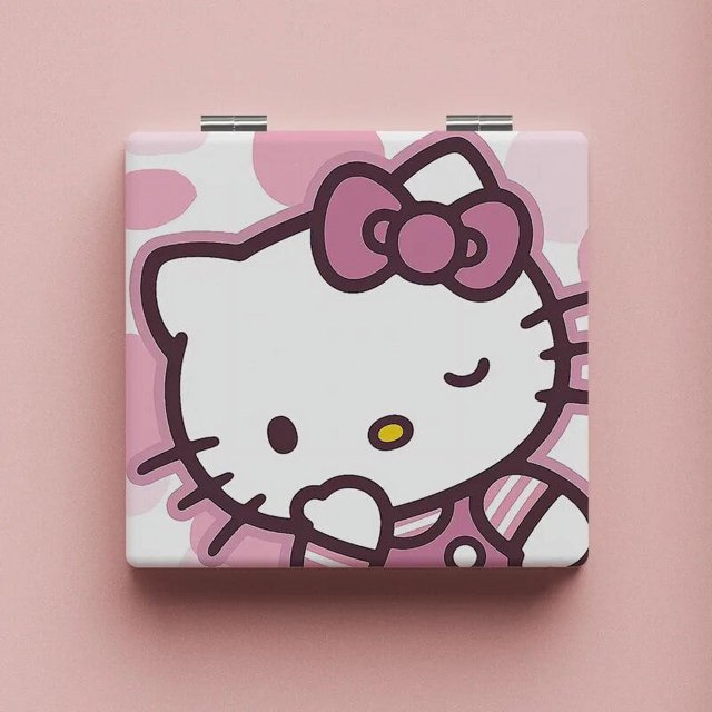 Sanrio Hello Kitty-Espejo de doble cara Kawaii, bonito Kuromi My Melody, dibujos animados, portátil, plegable, para estudiantes, maquillaje, regalos para niñas