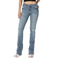 thumbnail image 1 of TheMogan Women's Vintage Medium Blue Wash Stretch Denim Mid Rise Slim Bootcut Jeans, 1 of 1