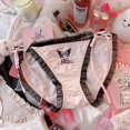 thumbnail image 1 of Ropa interior Kawaii Sanrioed Kuromi de dibujos animados, bragas sexys de encaje rosa y negro, cintura baja, ropa interior cómoda con cordones, juguetes de regalo, nuevo, 1 of 1